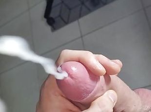 masturbation, amateur, ejaculation-sur-le-corps, énorme-bite, branlette, secousses, ejaculation, fétiche, solo, bite