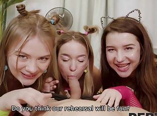 No Party Like a Fuck Party with Lesya Milk, Hazel Grace, Jolie Butt - POV threesome blowjob with young sexy babes