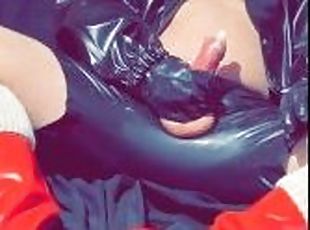 Amateur, Ejaculation sur le corps, Gay, Branlette, Fétiche, Latex, Solo, Bottes, Bite, Caoutchouc