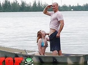 MY GF - Redhead Beauty Amber Addis Is Horny & Gets Fucked In A Boat In The Middle Of A Lake