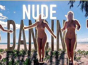 Nudists, Ārā, Publisks, Sieva, Amatieris, Pludmale, Dejo, Ekshibicionists