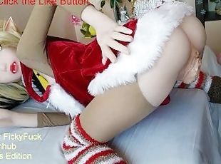 Doggy, Masturbieren, anal-Sex, Creampie, Blondine, Ficken, Weihnachten, Puppe