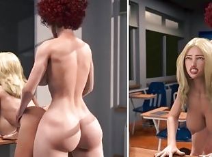 Big tits futanari teacher anal fucking her blonde student in a 3d animation