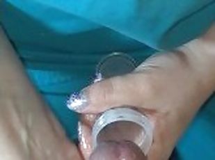 Infirmière, Amateur, Branlette, Ejaculation, Coquine, Sperme, Sexe habillé, Brunette