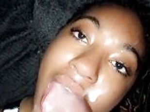 Squirt, Blowjob, Ebony, Tenåring, Deepthroat, Facial, Cum, Søt, Petite, Liten