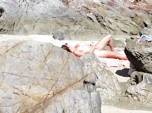 Masturbation, Nudiste, Public, Chatte (Pussy), Femme, Amateur, Fellation, Couple, Plage, Secousses