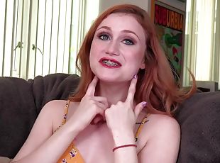 Small tits redhead teen pov blowjob and suck cock and talk dirty