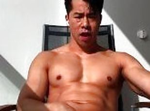 Outdoor muscle asian afternoon cum