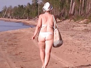 Offentlig, Amatør, Eldre, Babes, Milf, Mamma, Strand, Blond, Mor, Bikini