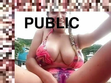 nudista, na-rua, público, esguincho, amador, brinquedo, latina, bbw, praia, sozinho