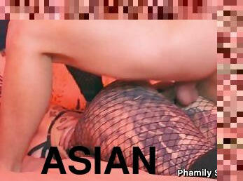 asiático, mamilos, orgasmo, cona-pussy, bdsm, rede-de-pesca, escravidão, domínio, provocando