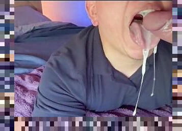 immens, blasen, immens-glied, selbst-gefertigt, creampie, beule, dildo, oral, glied