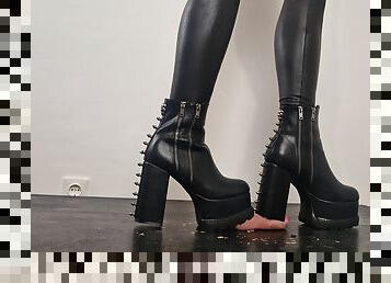 Crushing with heel boots I balls and cock I cum play I painful I