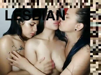 gros-nichons, amateur, lesbienne, ados, latina, baisers, bout-a-bout