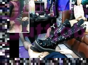 Punk Mistress custom clip for a fan* Human carpet bootjob & cock crush taking photos of slave cums