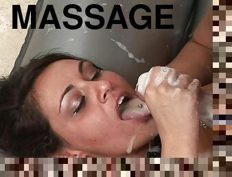 Slutty beauty in a nasty massage scene