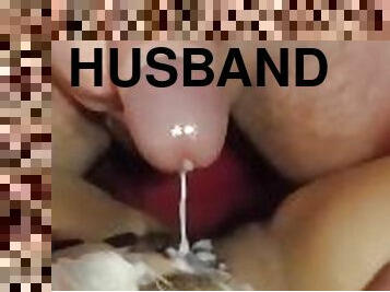 My husband cums on my pussy after 2 minutes