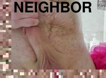Stroking my cock in neighbor's shower