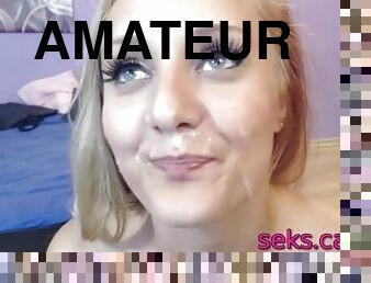 amaterski, snimci, žestoko, par, lice, plavuše, web-kamere