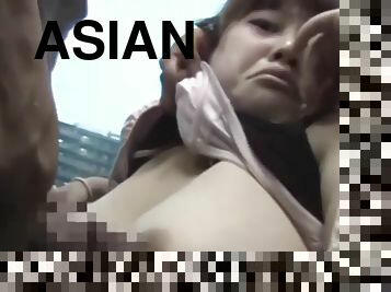 asiático, tetas-grandes, público, adolescente, japonés, mona, adolescente-asiático