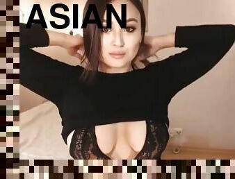 asiatique, gros-nichons, énorme, femme, amateur, milf, maman, webcam, mignonne, seins