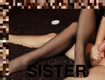 Homemade Crazy Handjob From Stepsister In Pantyhose