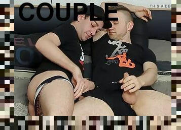 Couple cums in condom