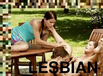 Teen lesbian group fuck