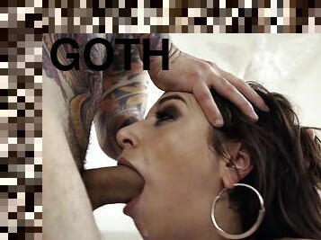 Tattooed Goth Nympho Ivy Lebelle Roughly Deepthroated In Brutal Video with Cumshot