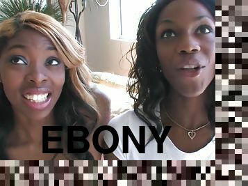 Ebony Sisters Share A White Dick - interracial sex