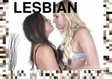 Two cute lesbians play with each others sexy parts