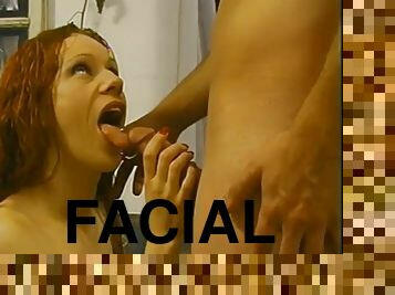 Sabrina gets a huge load on her face