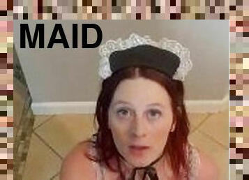 Onlyfans clip. Submissive maid takes clients load to face
