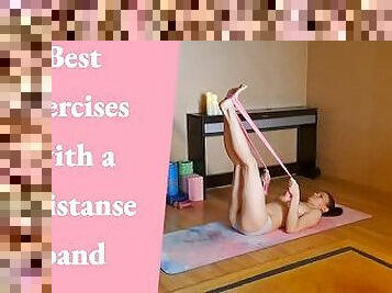 My nude workout with a resistance band