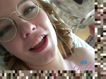 Nerd teen in glasses POV sex video