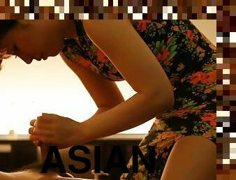 Asian MILF hot handjob porn scene