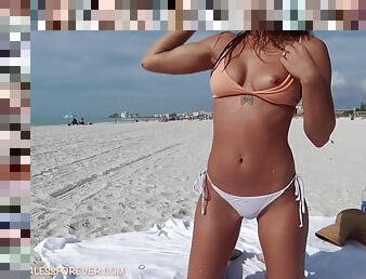 Coral Top Bikini - MILF Public Flashing