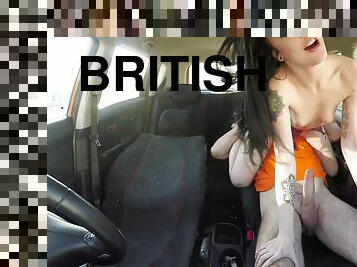 cona-pussy, penetração-de-braço, carro, britânico