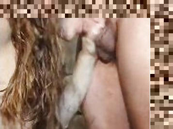 Stepmom Step mom milf ???? Ginger ???? sloppy deepthroat and handjob with cum in her hair finish