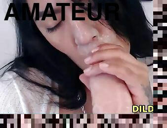 amateur, fellation, ejaculation-sur-le-corps, salope, gode, sucer