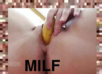 masturbación, orgasmo, coño-pussy, amateur, maduro, madurita-caliente, mamá, fantasía, a-solas, banana