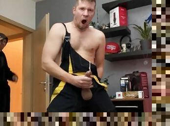 gigantisk, masturbation, orgasm, cumshot, gigantisk-kuk, fötter, juckande, kåt, fångad, ensam