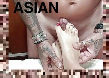 asiatique, amateur, massage, compilation, esclave, pieds, petite-amie, ejaculation, belle, fétiche