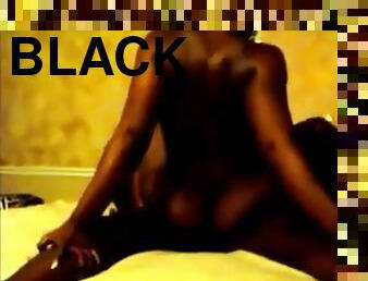 Black booty rides guy on bed