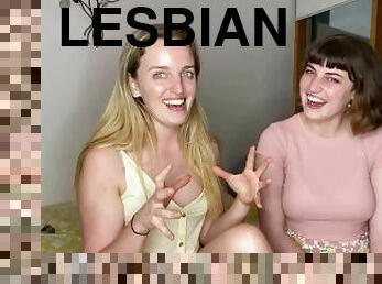 Lesbian Couple Play in the Library