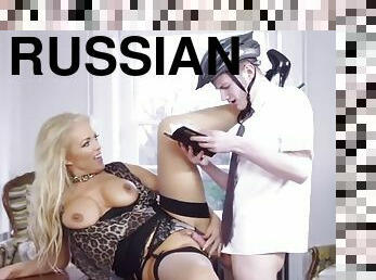 Russian mom hard anal having her way with a rookie