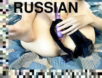 masturbation, collants, chatte-pussy, russe, maigre, amateur, maison, secousses, bas, humide