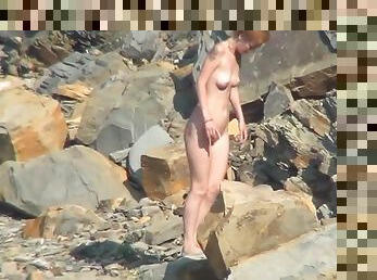 nudisti, vani, kamera, plaža, voajer, crvenokose, sakriveno