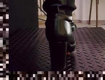 CBT, Bootjob and Ballbusting in Black Leather Boots with TamyStarly