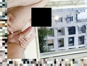 Risky masturbation flashing at open window front neighborhood 3